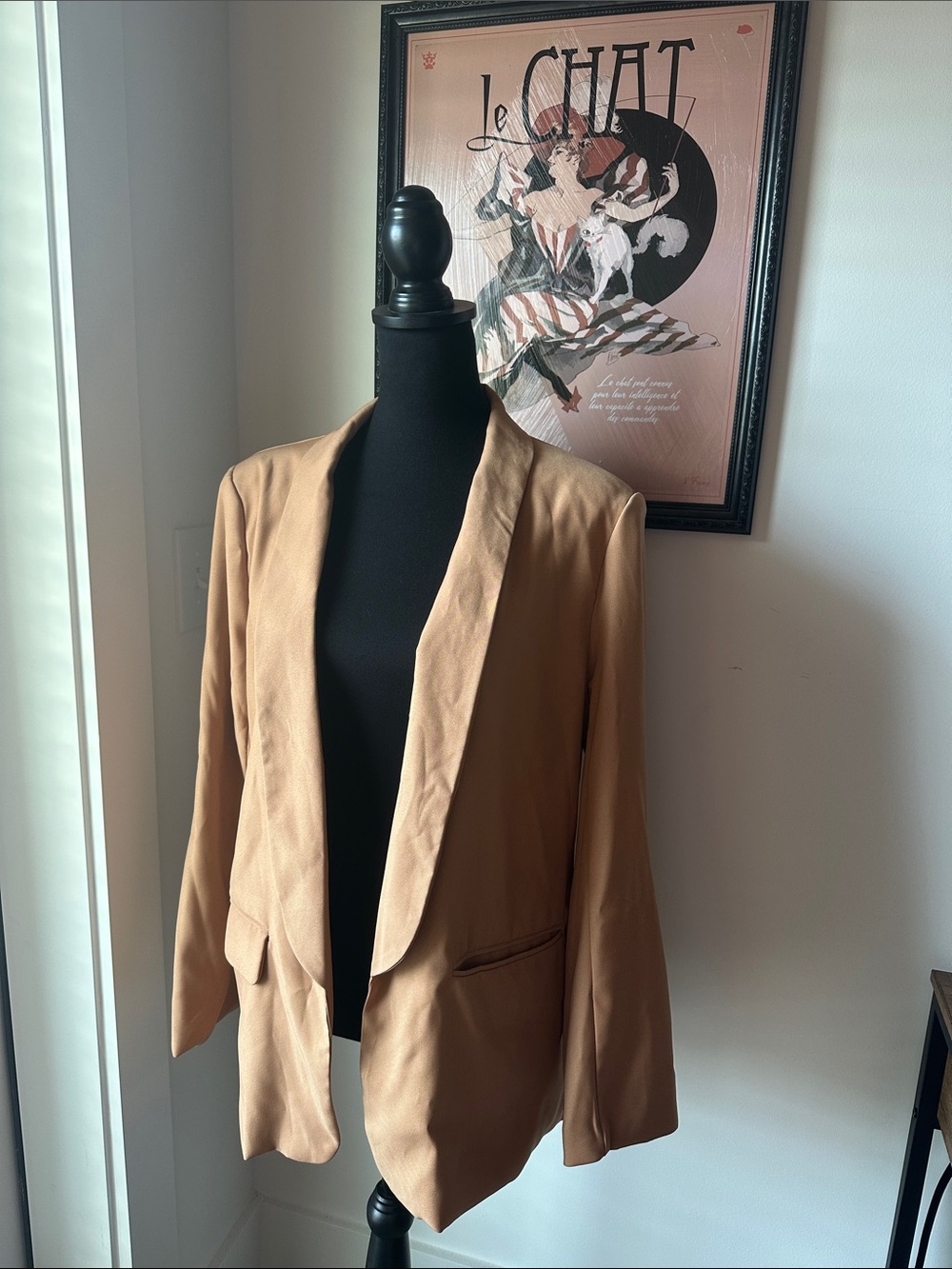SHEIN Camel Open-Front Blazer